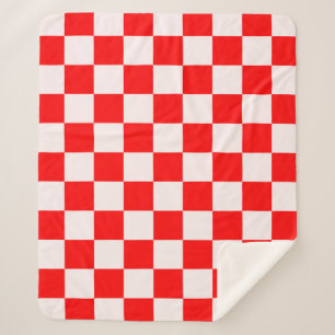 Couverture Sherpa Motif À damiers rouge et blanc