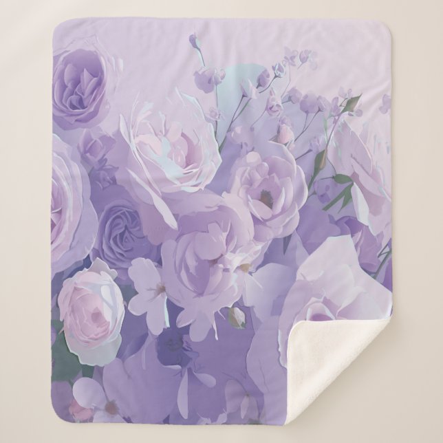 Couverture Sherpa Motif à fleurs molles (Devant)