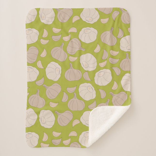 Couverture Sherpa Motif à l'ail - Cloches et ampoules à l'ail (Devant)
