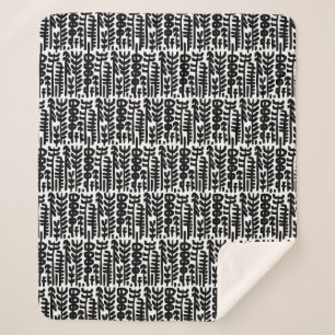 Couverture Sherpa Motif à l'encre noire d'arbre de course