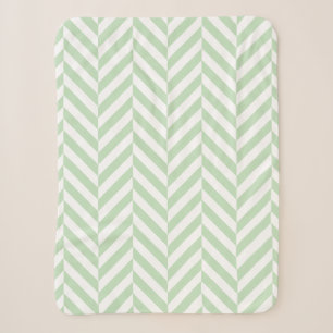 Couverture Sherpa Motif à sonneries géométriques vert et blanc