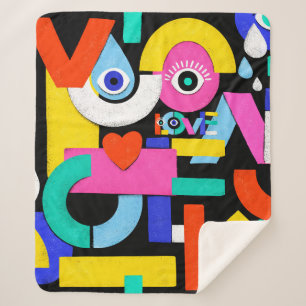 Couverture Sherpa Motif abstrait coloré avec l'amour du mot à l'inté