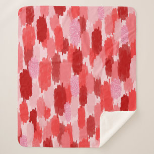 Couverture Sherpa Motif Abstrait de brosses rose rouge