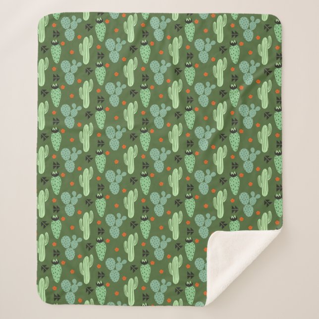 Couverture Sherpa Motif abstrait de désert de cactus de hippie (Devant)