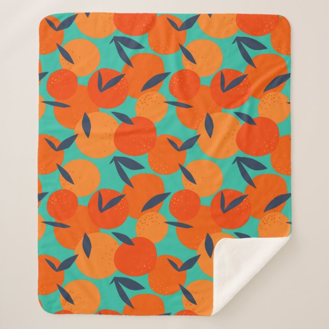 Couverture Sherpa Motif Abstrait de fruits orange (Devant)