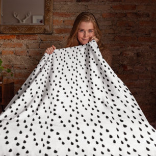 Couverture Sherpa Motif Abstrait de gouttes de pluie noire et blanch