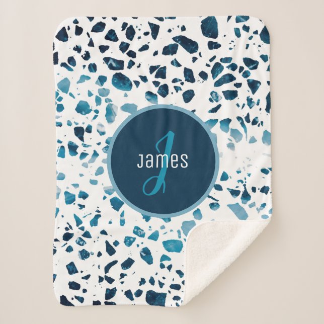 Couverture Sherpa Motif Abstrait en mosaïque de Terrazzo customisé (Devant)