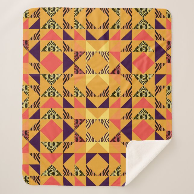 Couverture Sherpa Motif Abstrait Memphis Pastel Triangle. (Devant)