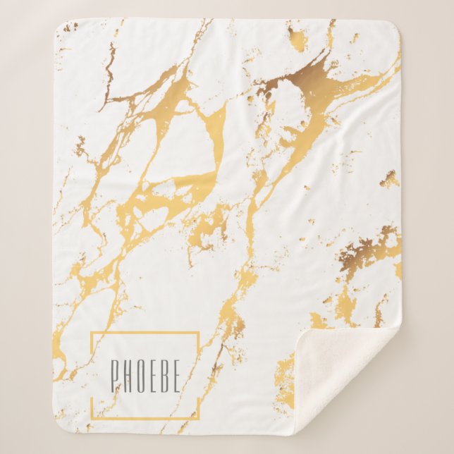 Couverture Sherpa Motif abstrait moderne en faux or (Devant)