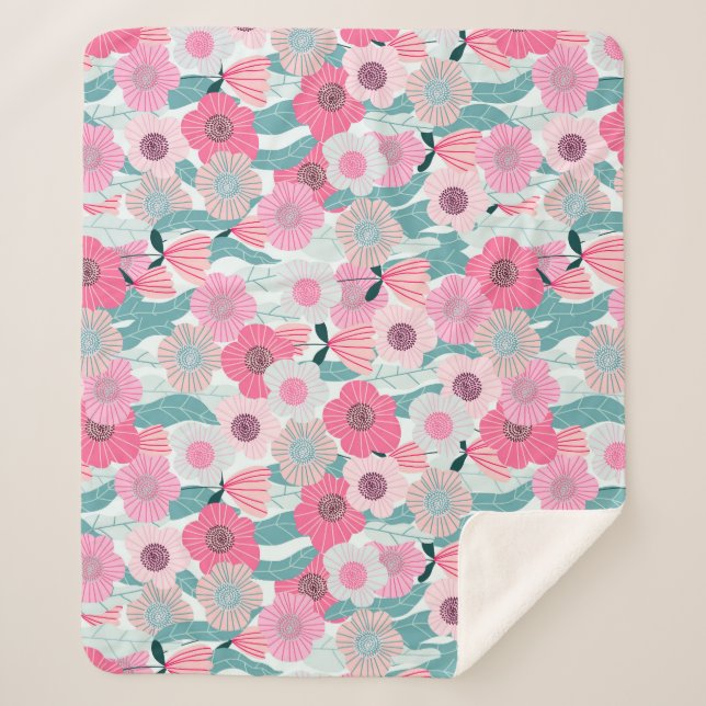 Couverture Sherpa Motif Abstrait Pastel Pink (Devant)