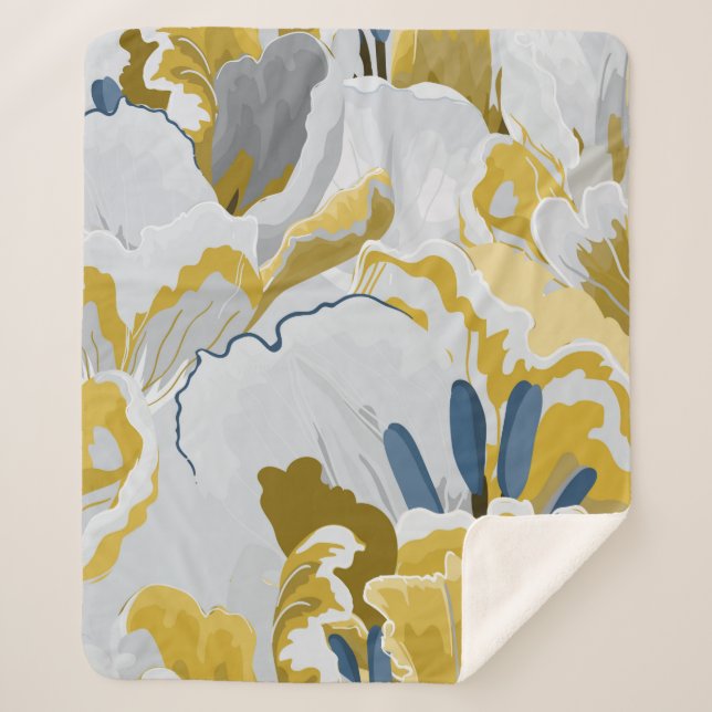 Couverture Sherpa motif Abstrait sans soudure. gris clair, jaune, g (Devant)