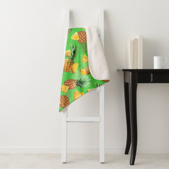 Couverture Sherpa Motif Ananas 6 (En situation)