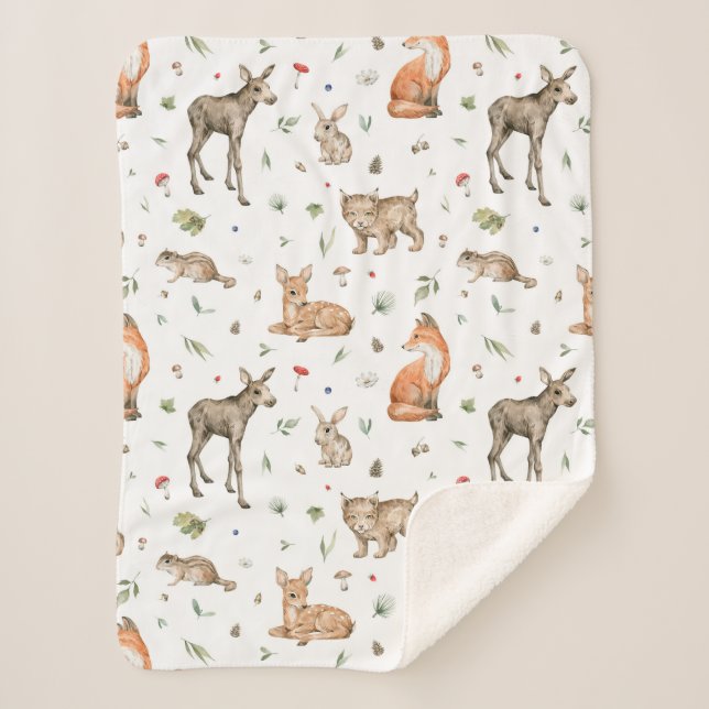 Couverture Sherpa Motif animal de bois mou (Devant)