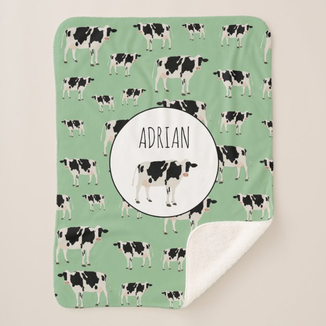 Couverture Sherpa Motif animal de ferme de vache personnalisé (Devant)