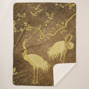 Couverture Sherpa Motif artistique de grues élégantes Oiseaux grue