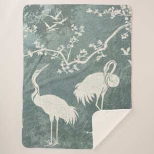 Couverture Sherpa Motif artistique de grues élégantes Oiseaux grue