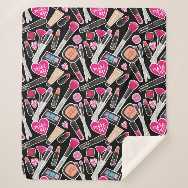 Couverture Sherpa Motif au néon de maquillage (Devant)