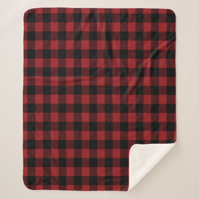 Couverture Sherpa Motif blanc Sherpa noir et rouge (Devant)