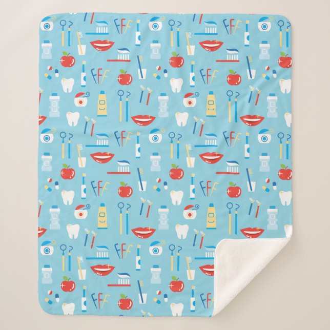 Couverture Sherpa Motif bleu dentaire (Devant)