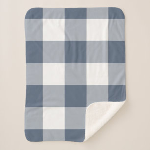 Couverture Sherpa Motif bleu foncé En vichy
