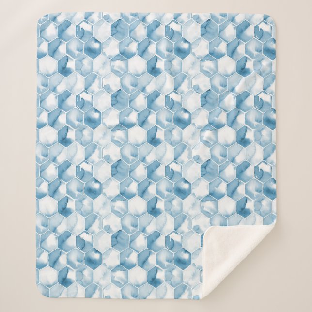 Couverture Sherpa Motif bleu mou de Canotype d'aquarelle (Devant)