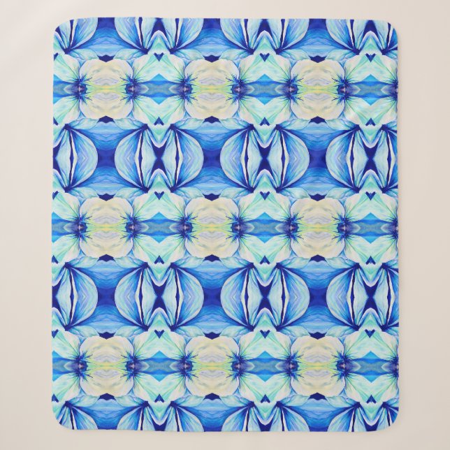 Couverture Sherpa Motif bleu persan avec formes géométriques (Devant)