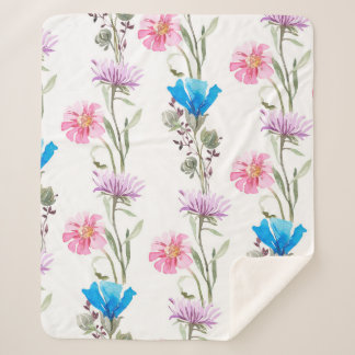 Couverture Sherpa Motif botanique aquarelle