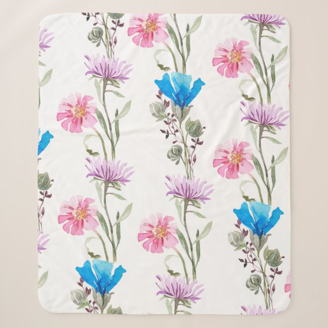 Couverture Sherpa Motif botanique aquarelle (Devant)