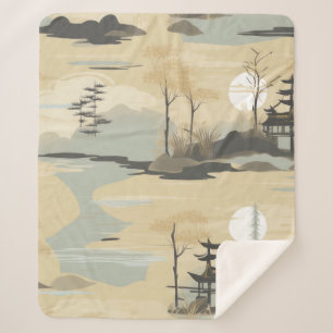 Couverture Sherpa Motif botanique de la forêt de bambou Zen (4)