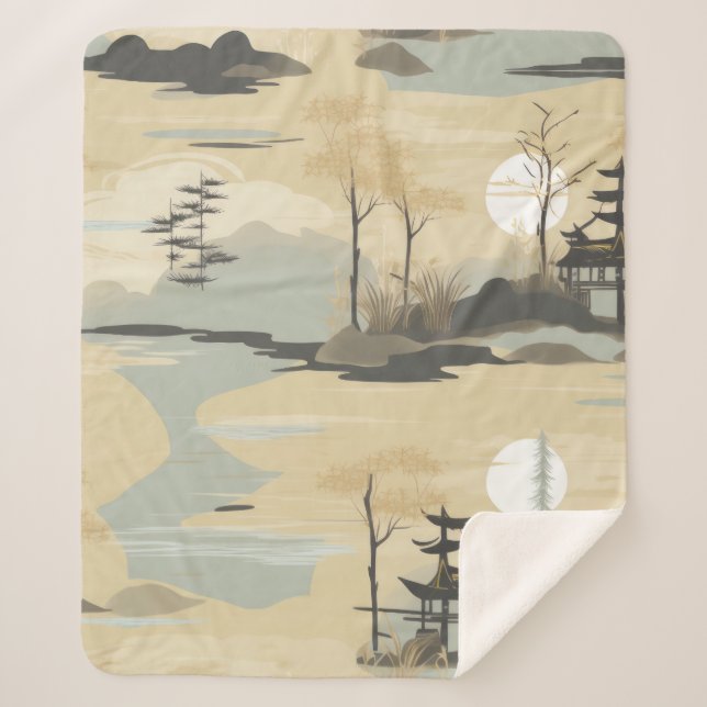 Couverture Sherpa Motif botanique de la forêt de bambou Zen (4) (Devant)