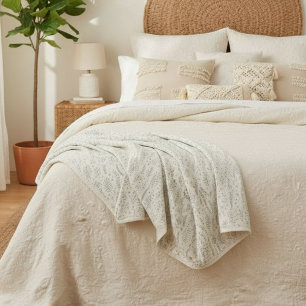 Couverture Sherpa Motif botanique Moderne Sage