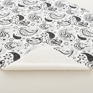 Couverture Sherpa Motif cachemire noir et blanc – Art textile élégan