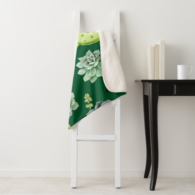 Couverture Sherpa Motif Cactus 3 (En situation)