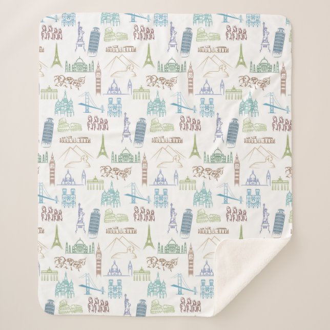 Couverture Sherpa Motif célèbre de points de repère (Devant)