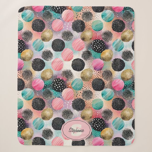 Couverture Sherpa Motif Cercle Abstrait - avec Parties scintillant e (Devant)