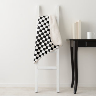 Couverture Sherpa Motif Chevron Noir et Blanc Classique