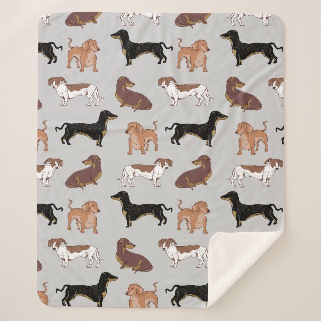 Couverture Sherpa Motif chien Dachshund (Devant)