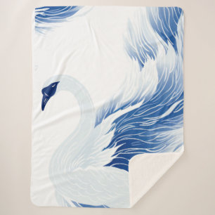 Couverture Sherpa Motif chinois des ailes cygne
