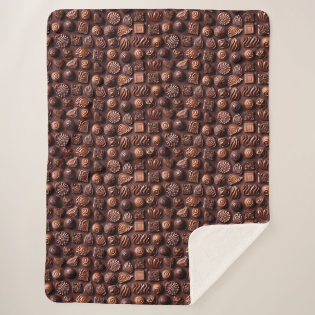 Couverture Sherpa Motif Chocolat Tendance Douillet Contemporain (Devant)
