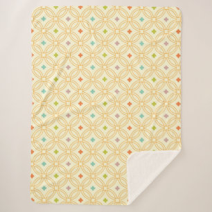 Couverture Sherpa Motif circulaire à verrouillage géométrique rétro