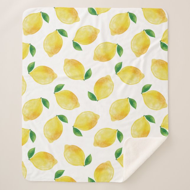 Couverture Sherpa Motif citron aquarelle (Devant)