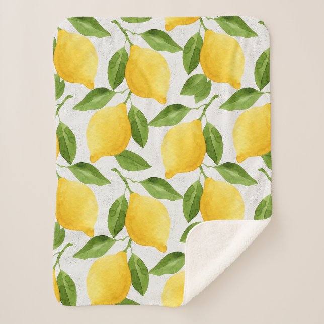 Couverture Sherpa Motif citrons aquarelle (Devant)
