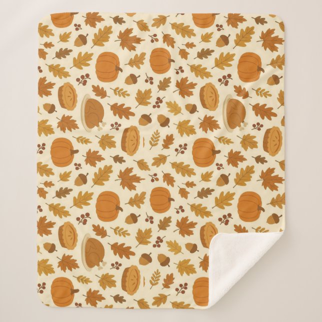 Couverture Sherpa Motif classique de Thanksgiving (Devant)