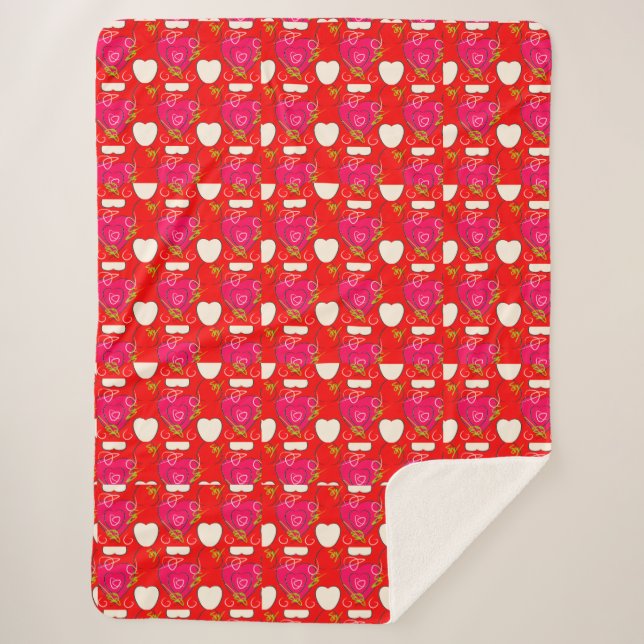 Couverture Sherpa Motif Cœurs Suaves (Devant)