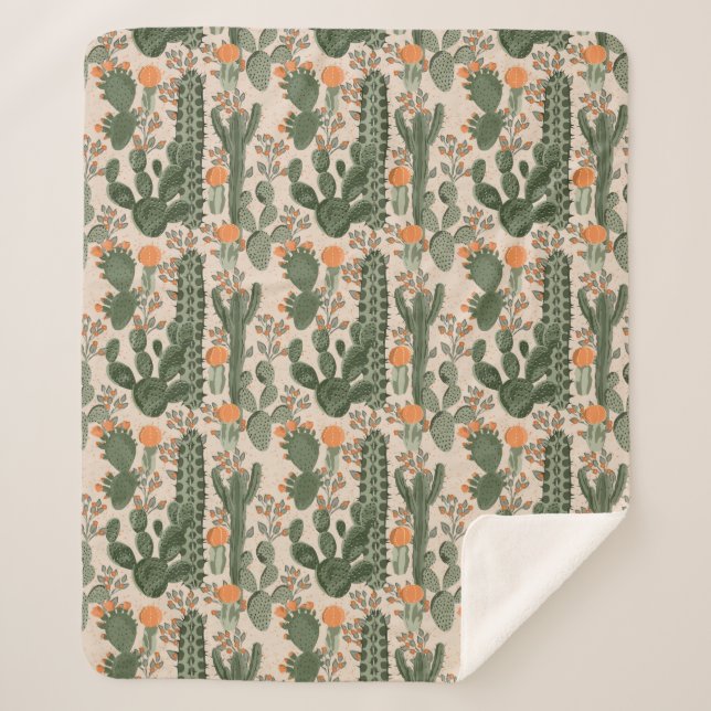 Couverture Sherpa Motif coloré de cactus (Devant)