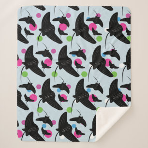 Couverture Sherpa Motif coloré de raie pastenague de fête 