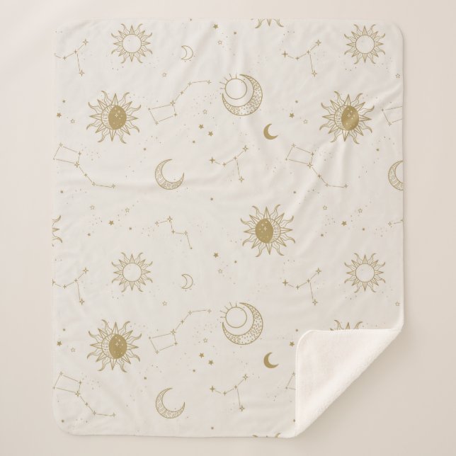 Couverture Sherpa Motif Constellation de style vintage (Devant)