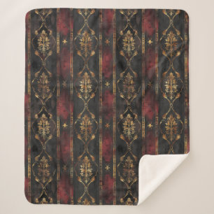 Couverture Sherpa Motif Damask Noir Or Persan (3)