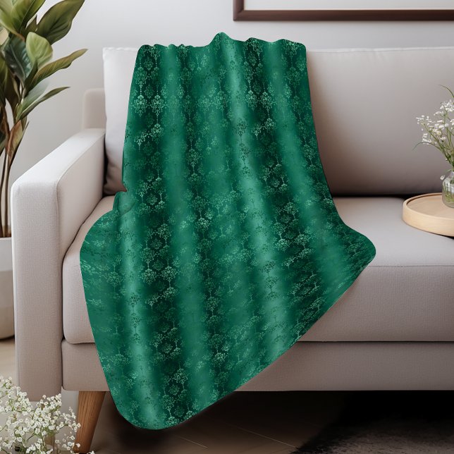 Couverture Sherpa Motif damassé vert émeraude élégant (Créateur téléchargé)