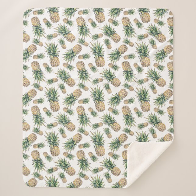 Couverture Sherpa Motif d'ananas aquarelle (Devant)